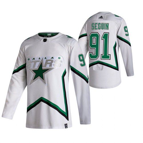 Men Dallas Stars #91 Seguin White NHL 2021 Reverse Retro jersey->winnipeg jets->NHL Jersey